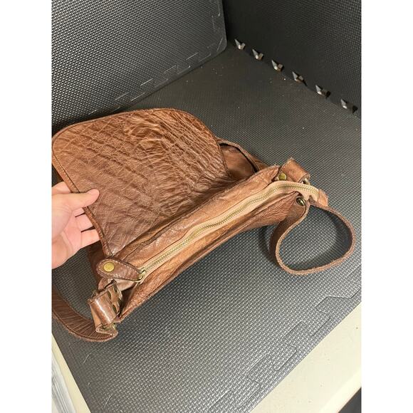 Civico 93 Taupe‎ Crossbody Basket Weave Genuine Leather Made In Italy BOHO - Picture 5 of 11